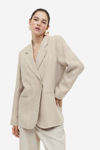 H&M + Double-Breasted Linen Blazer
