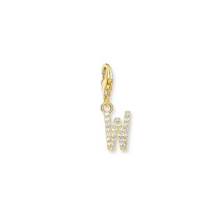 Thomas Sabo + Gold Letter W Charm with Silver Stones