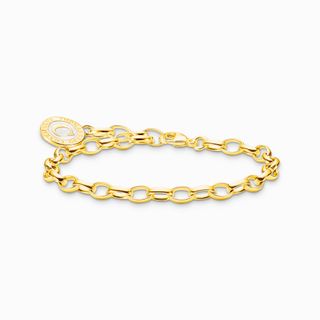 Thomas Sabo + Gold Charmista Paperclip Charm Bracelet with White Pearl