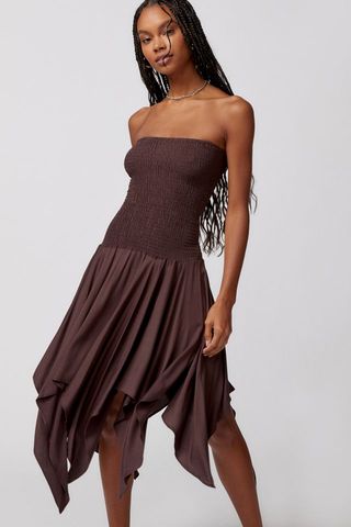 Ecote + Ecote Isley Strapless Smocked Midi Dress