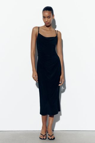 Zara + Dress with Draped Neckline