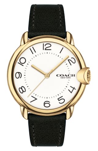 Coach + Arden Leather Strap Watch