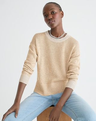J.Crew + Relaxed Cotton-Linen Blend Beach Sweater