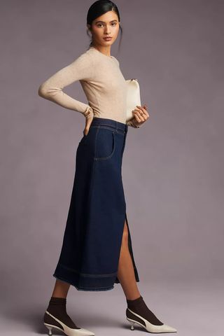 Pilcro + Pilcro Slit-Front Denim Skirt