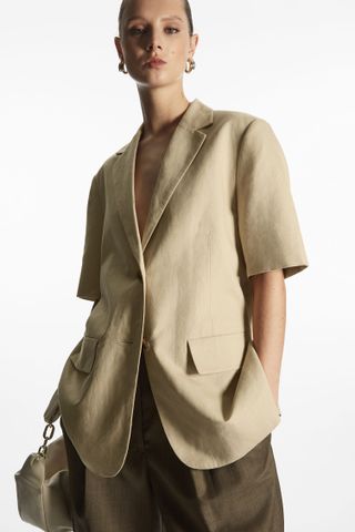 COS + Short Sleeve Linen Blend Blazer