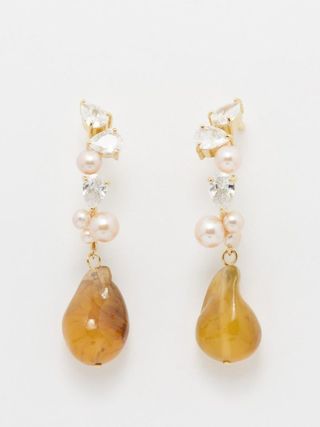 Completedworks + Crystal, Pearl & Resin 14kt Gold-Plated Earrings