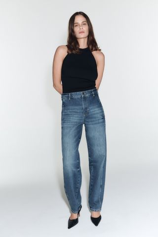 Zara + Mid-Rise Balloon Jeans