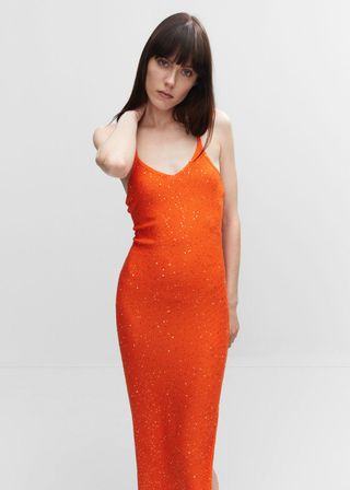 Mango + Knitted Dress With Sequin Detail