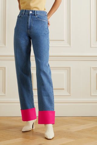 Wandler + Poppy Two-Tone High-Rise Straight-Leg Jeans