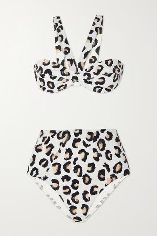 Alaïa + Leopard-Print Underwired Bikini