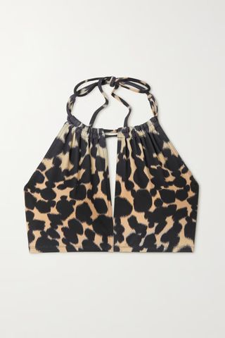 Eres + + Maison Rabih Kayrouz Dalia Cutout Leopard-Print Halterneck Bikini Top
