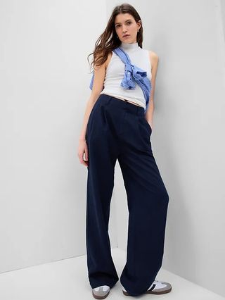 The Gap + Linen-Cotton Pleated Pants