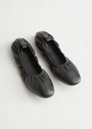 & Other Stories + Gathered Leather Ballerina Flats