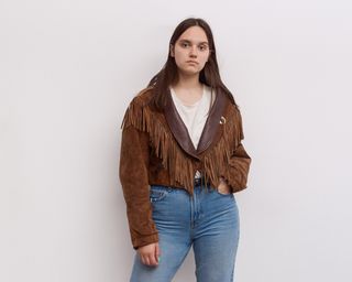 Etsy + Vintage Fringe Suede Leather Cowboy Jacket