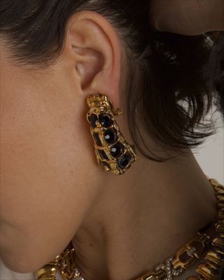 Julia Vaughn + Vintage Kalinger Black Rhinestone Earrings