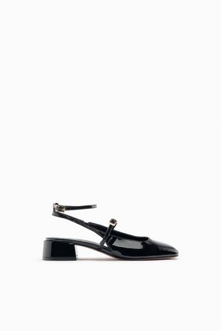 Zara + Black Heel Slingback Shoes