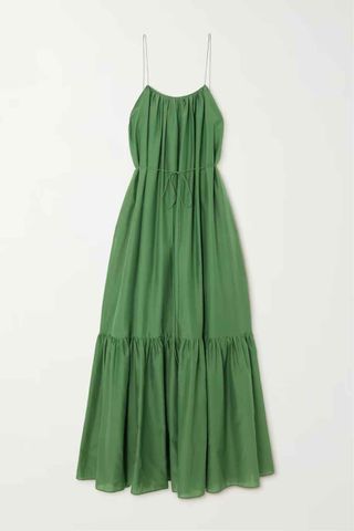 Matteau + Tiered Cotton and Silk-Blend Maxi Dress