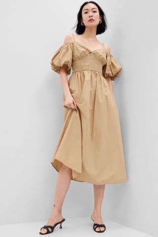 Gap + Off-Shoulder Puff Sleeve Maxi Dress