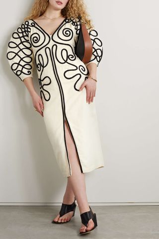 Mara Hoffman + Luisa Appliquéd Organic Cotton and Linen-Blend Twill Midi Dress