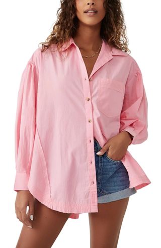 Free People + Happy Hour Oversize Poplin Button-Up Shirt