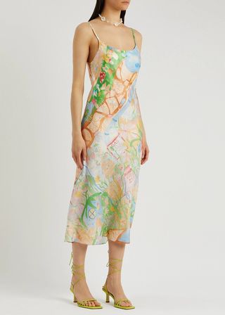 Helmstedt + Leva Printed Silk Midi Slip Dress