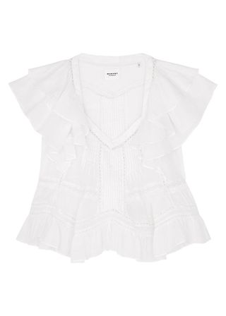 Isabel Marant Etoile + Madrana Ruffle-Trimmed Cotton Top