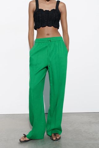 Zara + Linen Blend Pants