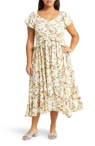 Nordstrom + Floral Ruffle Midi Dress