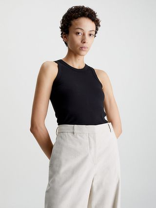 Calvin Klein + Skinny Ribbed Fitted Tank Top