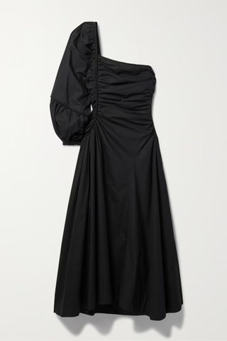 Ulla Johnson + Fiorella One-Shoulder Gathered Cotton-Poplin Midi Dress