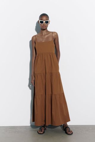 Zara + Poplin Dress With Straps
