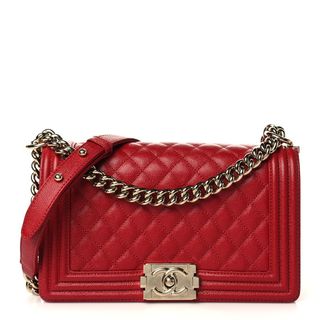 Chanel + Caviar Quilted Medium Boy Flap Red