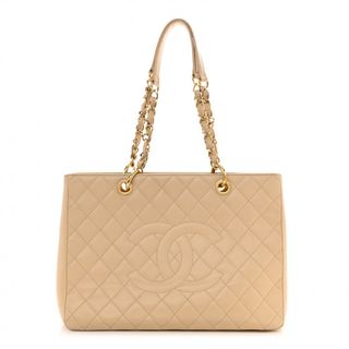 Chanel + Caviar Quilted Grand Shopping Tote Gst Beige Clair