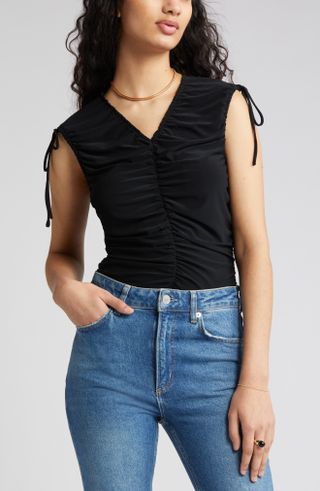 Open Edit + Ruched Sleeveless Top