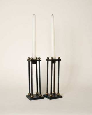 Les Collection + Postmodern Brass Candlestick Holders