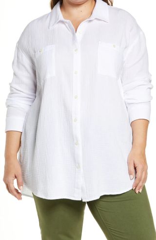 Caslon + Long Sleeve Cotton Button-Up Shirt