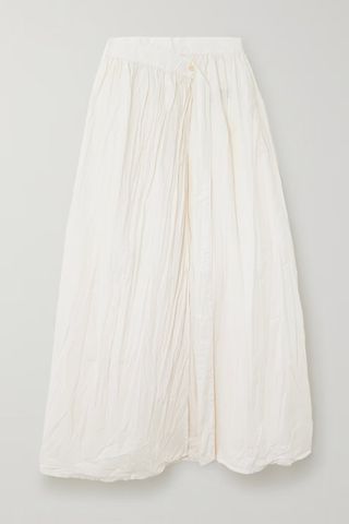 Ninety Percent + Anemone Pleated Organic Cotton-Poplin Midi Wrap Skirt