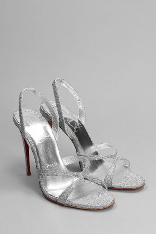 Christian Louboutin + Emilie 100 Sandals in Silver Suede
