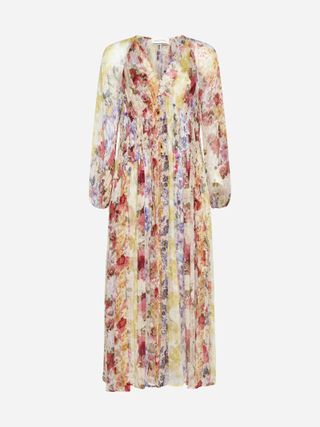 Zimmermann + Wonderland Print Silk Midi Dress