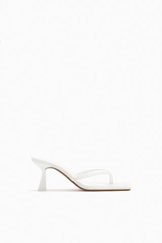 Zara + Strappy Toe Post-Heeled Leather Sandals