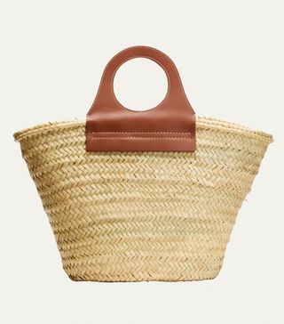 Hereu + Cutout Straw Top-Handle Bag