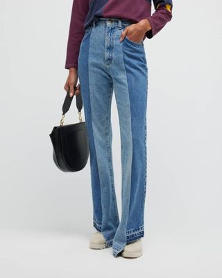 Rentrayage + Two-Toned Straight Layered-Hem Jeans