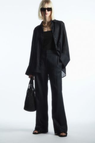 COS + Wide-Leg Tailored Linen Trousers