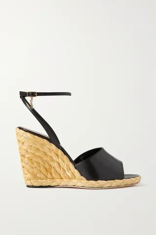 Saint Laurent + Paloma Leather Espadrille Wedge Sandals