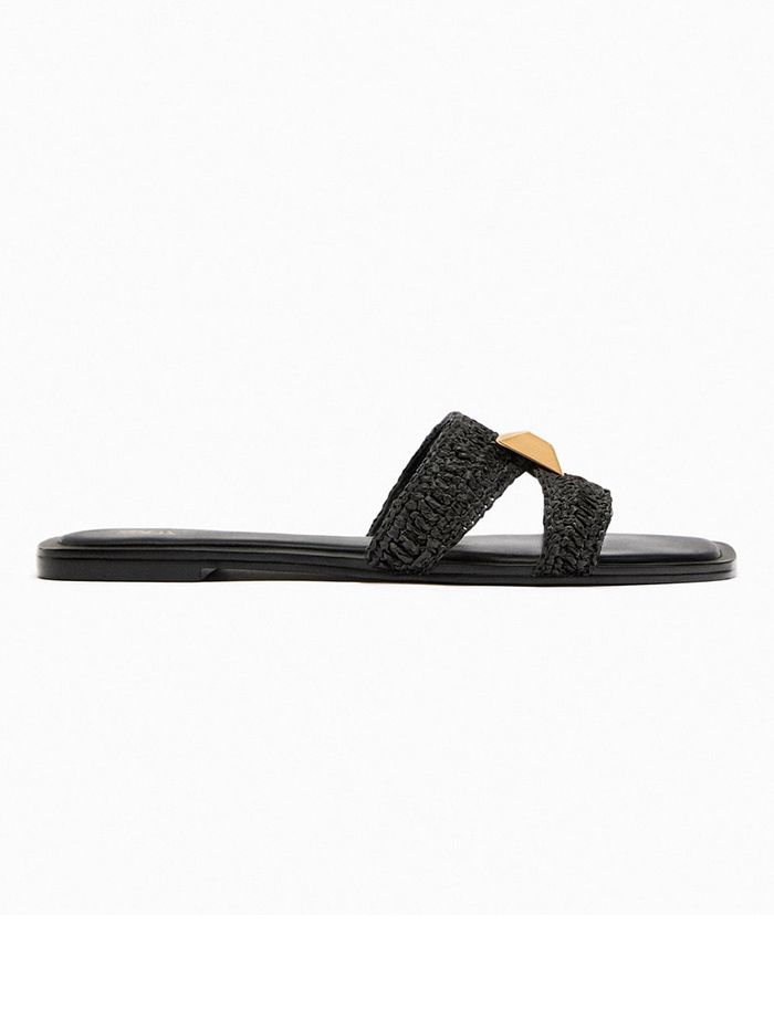 Raffia Jeweled Summer Flat