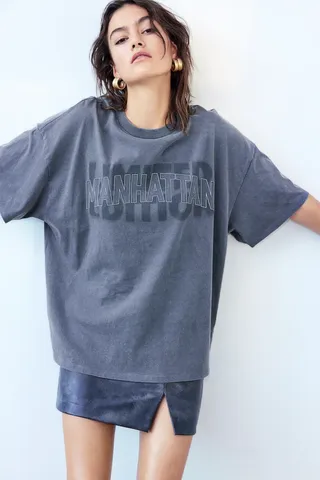 H&M + Oversized Motif-Detail T-Shirt