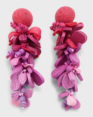 Oscar de la Renta + Wooden Flower Cluster Earrings
