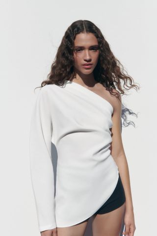 Zara + Ruched Asymmetric Shirt