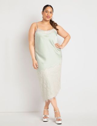 Eloquii + Lace Trim Slip Dress
