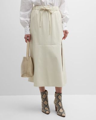 Brochu Walker + Danni Faux-Leather A-Line Midi Skirt